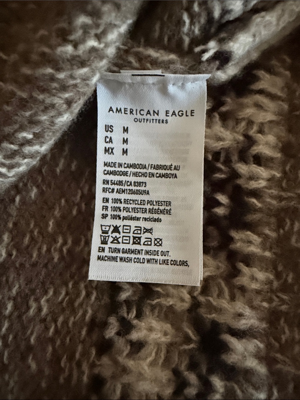 American Eagle Outfitters Cream, Taupe & Black Fair Isle Crew Sweater M - Picture 7 of 7